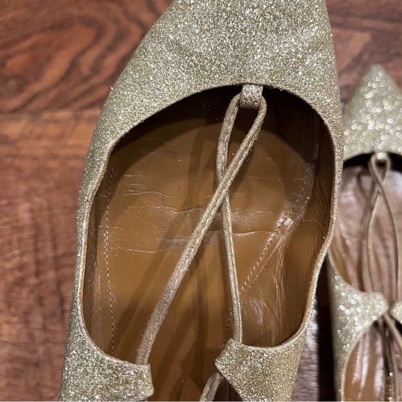Aquazzura Christy Gold Glitter Flats - Picture 5 of 7
